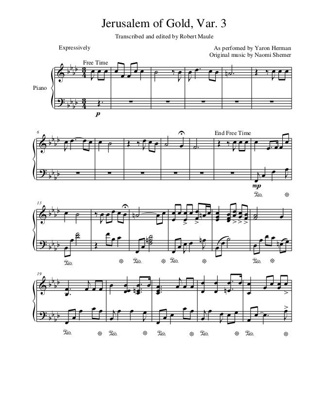 4 jerusalem of gold var 3 piano score jerusalem of gold sheet music