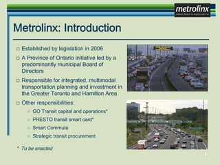 John Howe - Metrolinx - Smart Transportation: Strategic Approaches