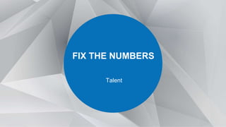 FIX THE NUMBERS
Talent
 