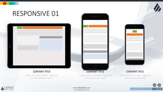 w w w . D o m a i n . c o m Page 33
www.MainSlide.com
© All Rights Reserved.
Confidential
RESPONSIVE 01
Sugar plum gummi bears. Apple pie
yummy cake with candy
CONTENT TITLE
Sugar plum gummi bears. Apple pie
yummy cake with candy
CONTENT TITLE
Sugar plum gummi bears. Apple pie
yummy cake with candy
CONTENT TITLE
 