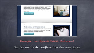 Exemple : les Upsells (hôtel, Voiture…)
Sur les emails de confirmation des voyagistes
 