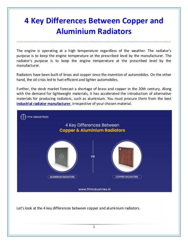4 Key Differences Between Copper and Aluminium Radiators