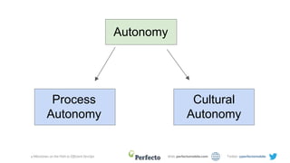 4 Milestones on the Path to Efficient DevOps Web: perfectomobile.com Twitter: @perfectomobile
Autonomy
Process
Autonomy
Cultural
Autonomy
 