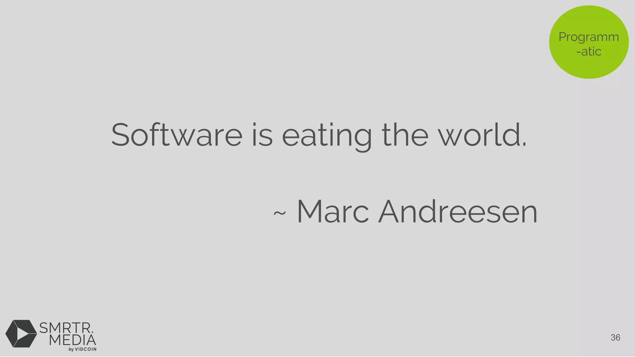 Programm
-atic
Software is eating the world.
~ Marc Andreesen
36
 