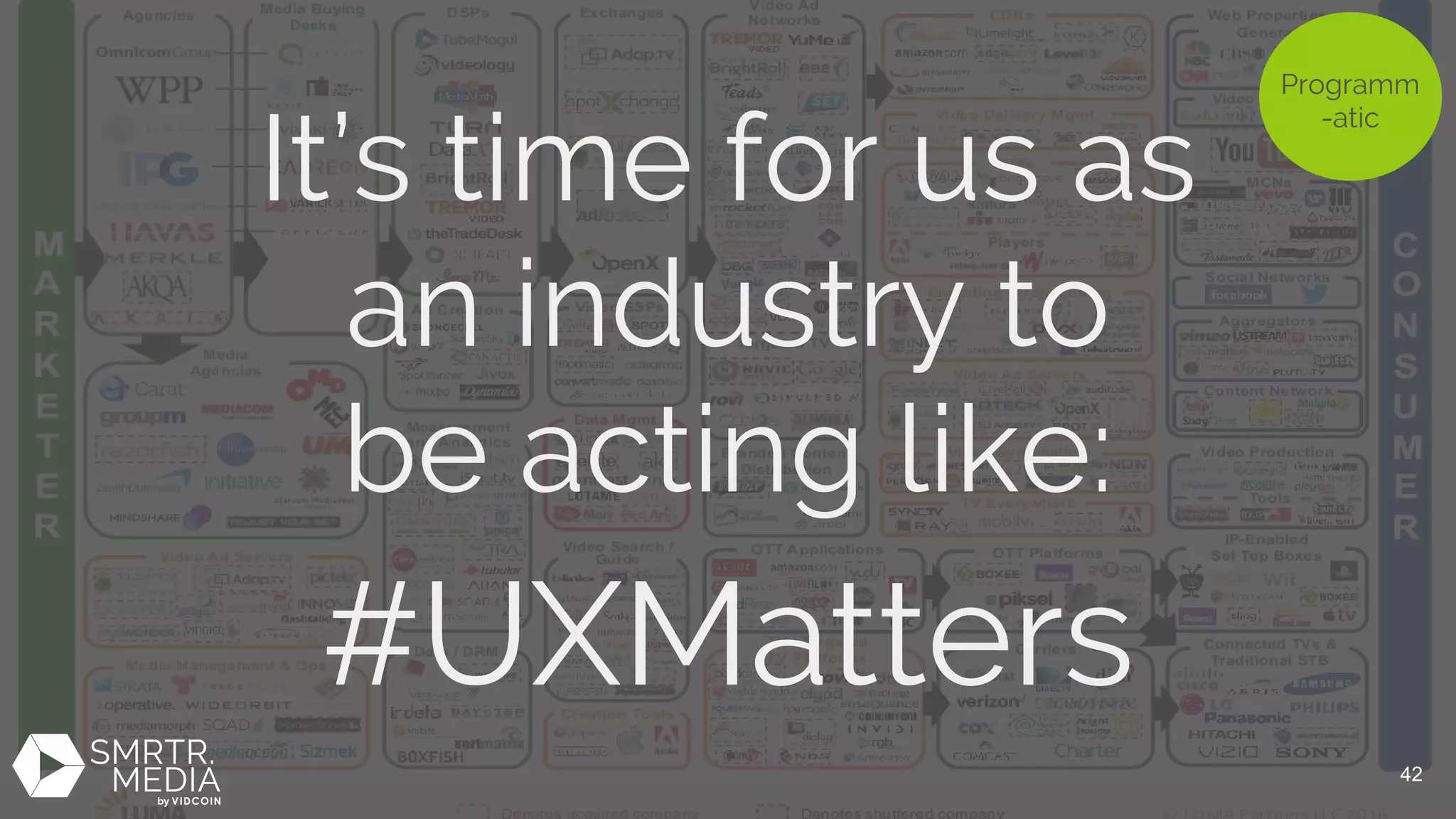 Programm
-atic
It’s time for us as
an industry to
be acting like:
#UXMatters
Programm
-atic
42
 