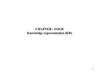 CHAPTER : FOUR
Knowledge representation (KR)
1
 