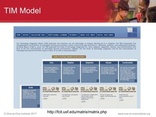 © One-to-One Institute 2017 www.one-to-oneinstitute.org
TIM Model
http://fcit.usf.edu/matrix/matrix.php
 