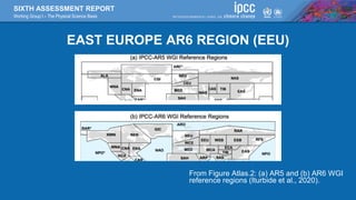 SIXTH ASSESSMENT REPORT
Working Group I – The Physical Science Basis
EAST EUROPE AR6 REGION (EEU)
From Figure Atlas.2: (a) AR5 and (b) AR6 WGI
reference regions (Iturbide et al., 2020).
 