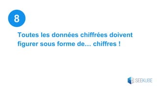 Toutes les données chiffrées doivent
figurer sous forme de… chiffres !
8
 