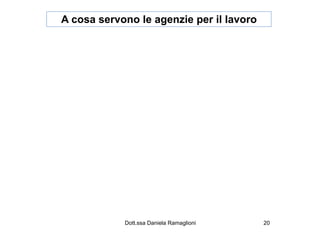 A cosa servono le agenzie per il lavoro




            Dott.ssa Daniela Ramaglioni   20
 