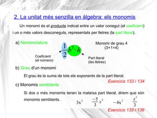 Monomis i polinomis per 2n d'ESO