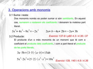 Monomis i polinomis per 2n d'ESO