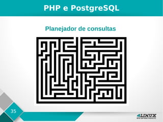 35
PHP e PostgreSQL
Planejador de consultas
 