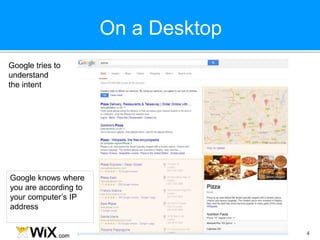 On a Desktop
4
Google tries to
understand
the intent
Google knows where
you are according to
your computer’s IP
address
 