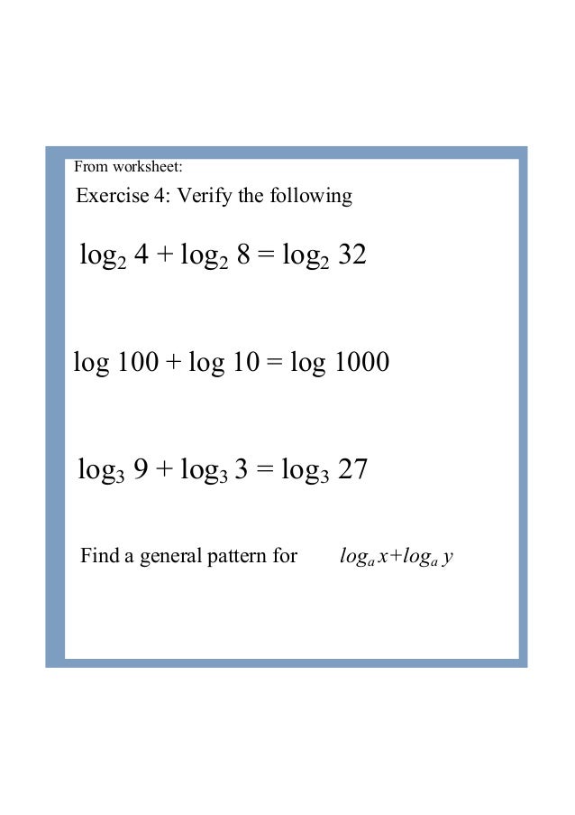 4) logarithms laws
