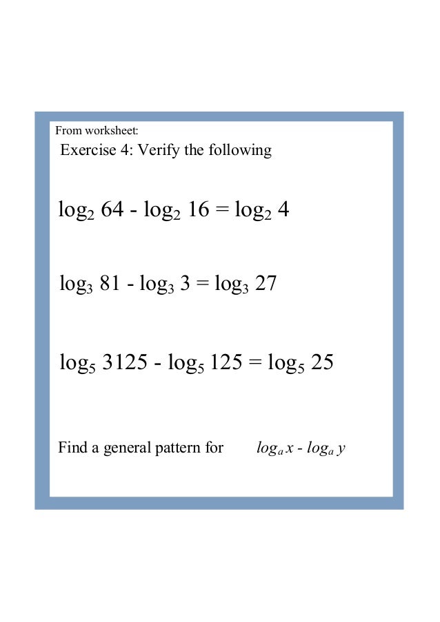 4) logarithms laws