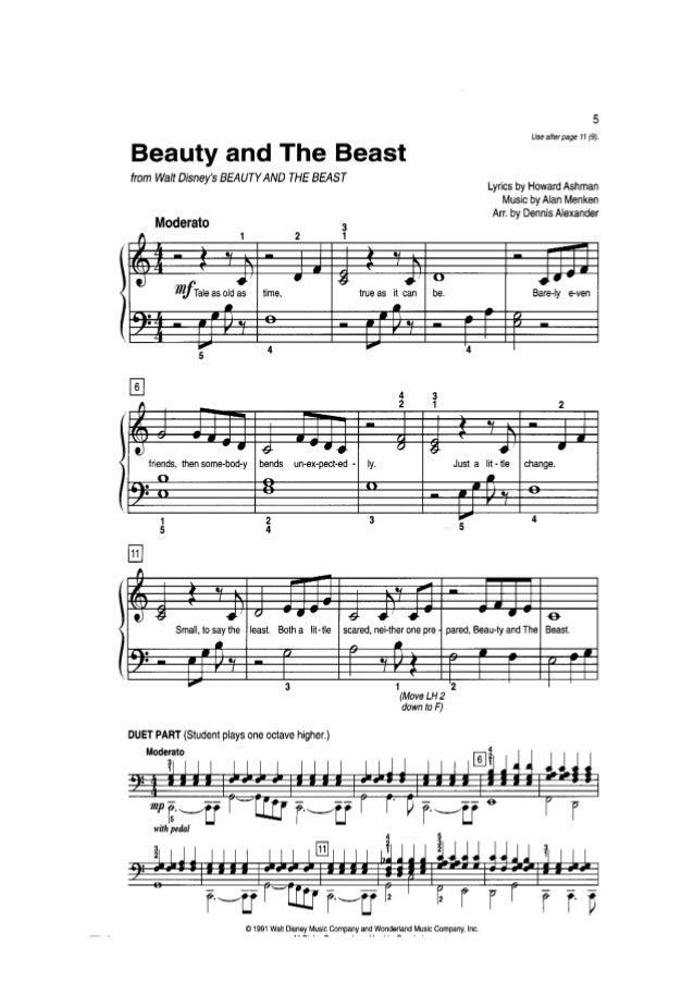 beauty and the beast 4 mains piano