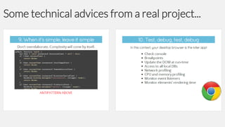 Some technical advices from a real project...

 