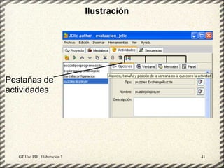 Ilustración




Pestañas de
actividades




   GT Uso PDI. Elaboración Material didactico JCLIC    41
 