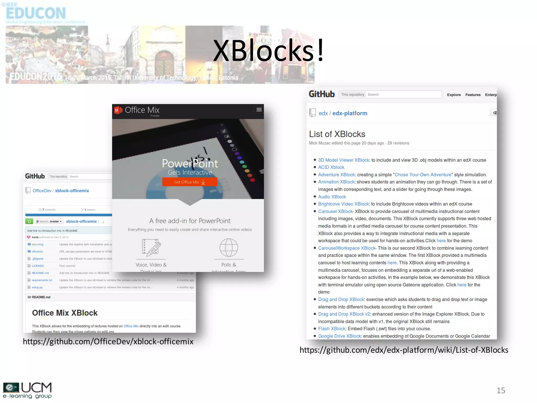 XBlocks!
15
https://github.com/edx/edx-platform/wiki/List-of-XBlocks
https://github.com/OfficeDev/xblock-officemix
 