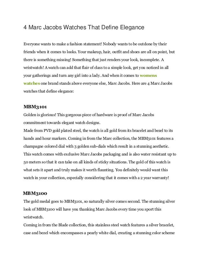 4 Marc Jacobs Watches That Define Elegance