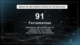 E M P R E S AS I M P L E M E N T AM AO
L O N G O D E 2 A 3 AN O S
E M E N O S D E 1 0 % F AZ E M
AV A L I A Ç Õ E S D E S E G U R AN Ç A
91
Ferramentas
 