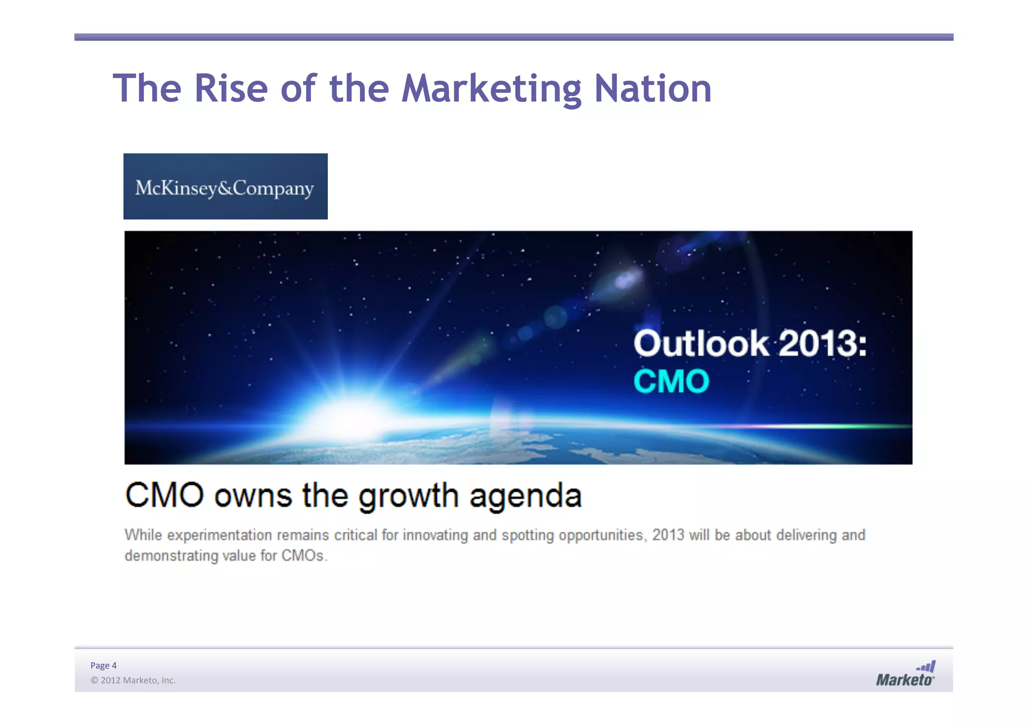 Page	
  4	
  
©	
  2012	
  Marketo,	
  Inc.	
  	
  
The Rise of the Marketing Nation
 