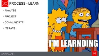 52
PROCESS - LEARN
• ANALYSE
• PROJECT
• COMMUNICATE
• ITERATE
 
