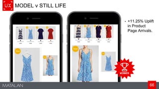 66
MODEL v STILL LIFE
• +11.25% Uplift
in Product
Page Arrivals.
 