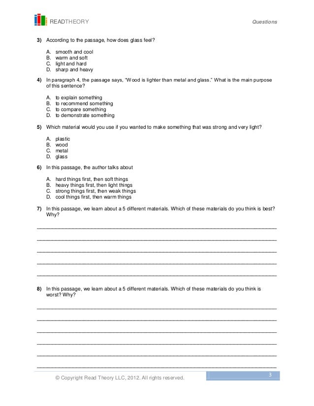 Printables Read Theory Llc 4 materials free sample 3 readtheory questions copyright read theory llc