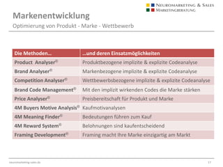 4M Urge Map®Die archaischen Kaufmotive Die 4M Urge Map®vermittelt eindrucksvoll die instinkt-gebundene Platzierung einer Marke. Sie zeigt, ob ihre Marke richtig aufgestellt ist und die instinktiven Triebe aktualisiert. Mittels dem impliziten Wissen über die Marke kann sie richtig positioniert werden.Wir entwickeln mit Ihnen die trieborientierte Marken-positionierung  im Motivraum.JagdBeuteMännliche SexualitätSpielWeibliche SexualitätFürsorgeBindungErhaltungDie 4M Urge Map®zeigt die tieferen Schichten der unbewussten Kauftriebe 