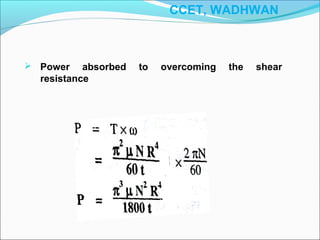  Power absorbed to overcoming the shear
resistance
CCET, WADHWAN
 