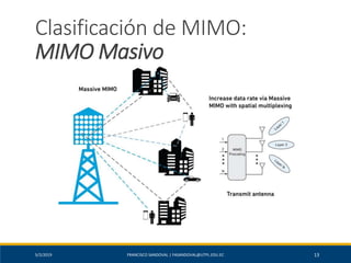 5/2/2019 FRANCISCO SANDOVAL | FASANDOVAL@UTPL.EDU.EC 13
Clasificación de MIMO:
MIMO Masivo
 