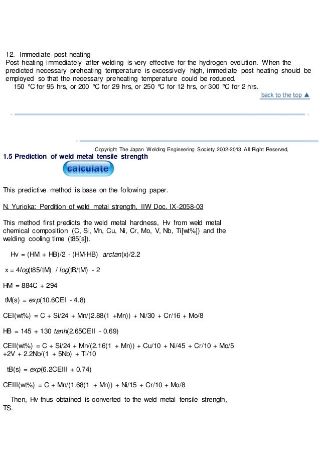 Welding Preheat Chart