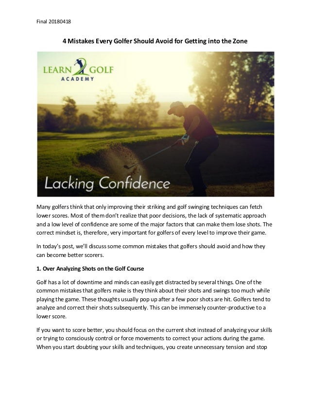 4 Mistakes Every Golfer Should Avoid For Getting Into The Zone