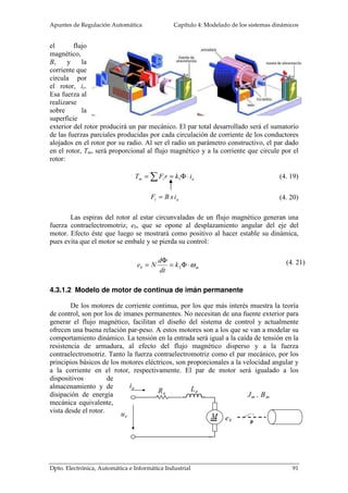 Capítulo 4: Modelado de los sistemas dinámicos Apuntes de Regulación Automática 
será determinado por la traslación producida en un paso del tornillo sin fin, L, esto es, la 
longitud de la circunferencia: 
.. 
2 
 
 
L 
p 	 	 
2 
J 

 
 
 
