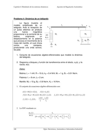 Apuntes de Regulación Automática Capítulo 4: Modelado de los sistemas dinámicos 
m a b m m P = i .e = T .w 
a b i a m a b m i a m i .e = k .i .w ® i .k .w = k .i .w 
k k [N m A] [V s rad] i b = . / º . / 
4.3.1.2.2 Curvas del par-motor 
(4. 30) 
(4. 31) 
(4. 32) 
Una de las curvas típicas de los motores, con independencia de la tecnología, es 
la relación entre la velocidad angular y el par motor. Las gráficas muestran curvas de 
comportamiento en el régimen permanente. Para el caso de los motores de c.c. de 
imanes permanente, según la ecuación (4. 22), la corriente continua de frecuencia nula 
por la armadura es: 
V k 
− w 
E b m 
a 
= 
a R 
I 
(4. 33) 
Mientras el par mecánico en el régimen estacionario valdrá a partir de la ec. (4. 
24): 
 
	
 
 − 
 