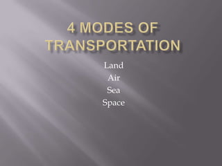 4 Modes of Transportation Land Air Sea Space 
