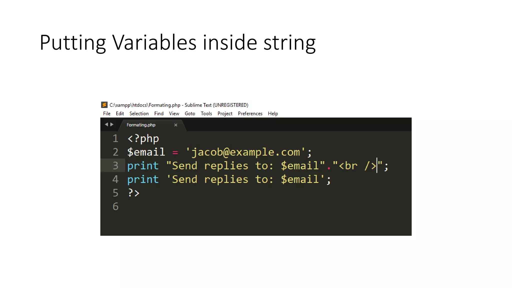 Putting Variables inside string
 