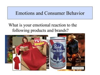 Emotions and Consumer Behavior
What is your emotional reaction to the
following products and brands?
 