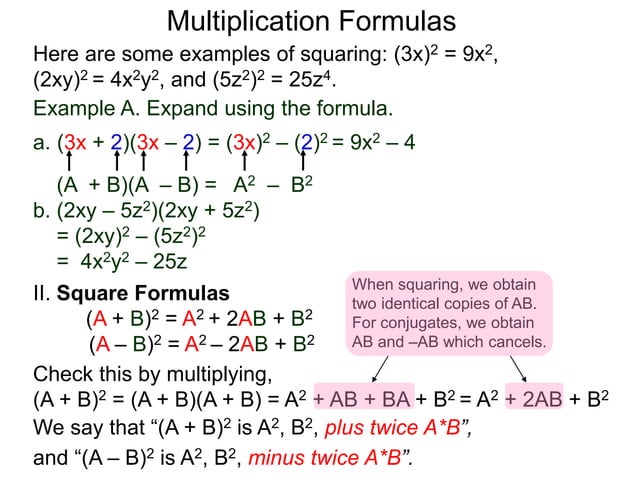 4 multiplication formulas x | PPT