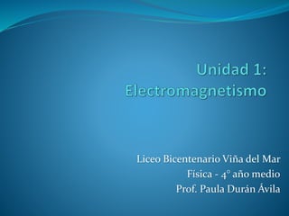 Liceo Bicentenario Viña del Mar
Física - 4° año medio
Prof. Paula Durán Ávila
 