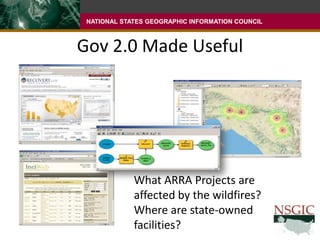 Gov 2.0 Made UsefulWhat ARRA Projects are affected by the wildfires?Where are state-owned facilities?
