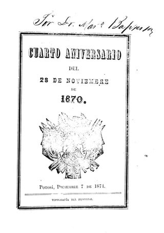 Severo Fernández Alonso: Cuarto aniversario del 28 de noviembre de 1870
