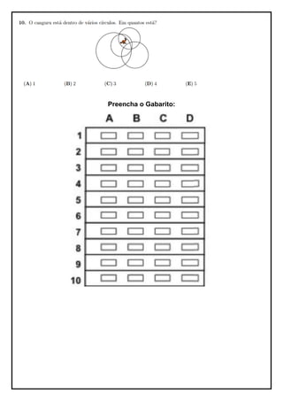Preencha o Gabarito: