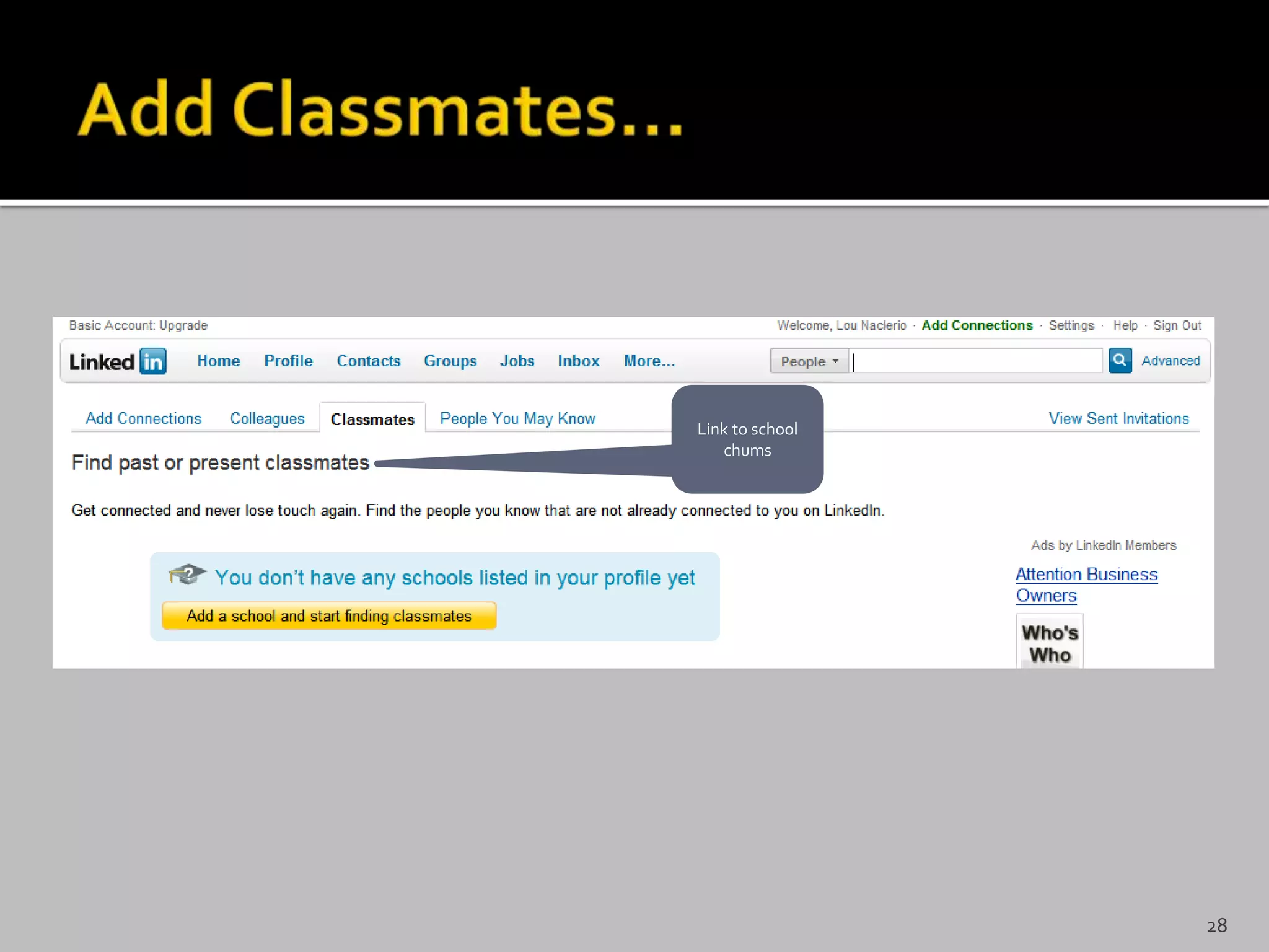 Link to school
chums
28
 