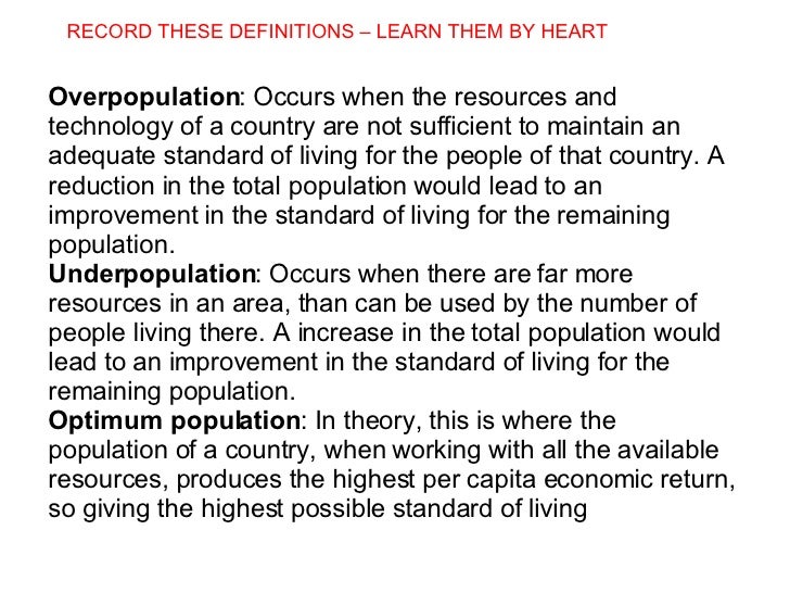 Population definitions