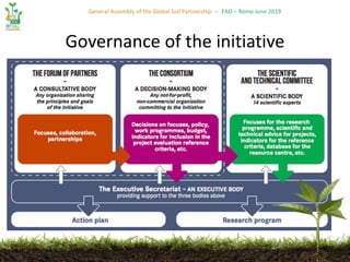 General Assembly of the Global Soil Partnership – FAO – Rome June 2019
Governance of the initiative
 