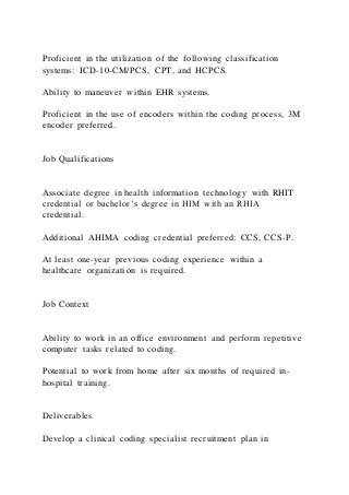 4 pagesObjectivesDevelop a job posting for an HIM coding p | DOCX