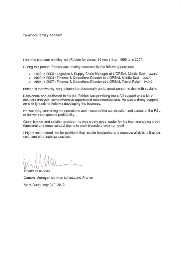 Recommendation letter buy